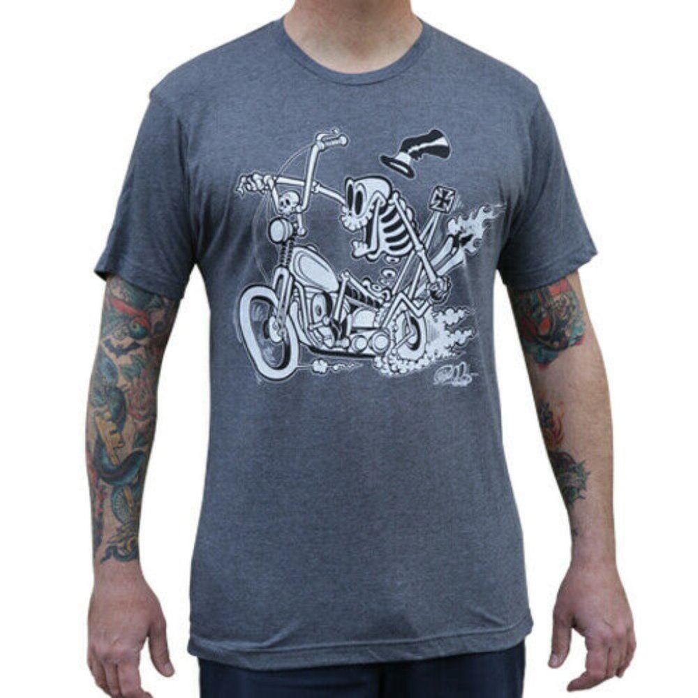 NWT Bone Percenter Gray Tee Chopper Skeleton S-2XL